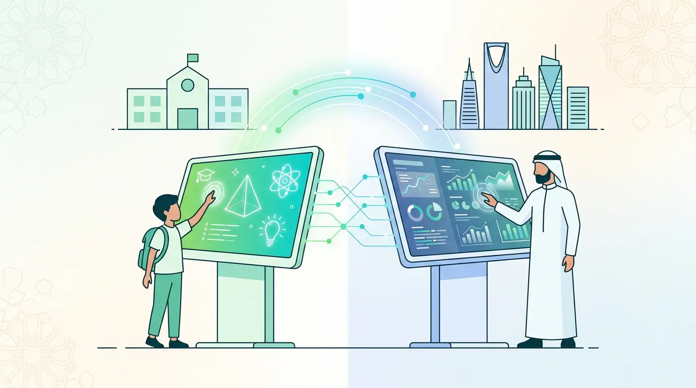 Interactive touch screens transforming smart classrooms, universities, and corporate workplaces across Saudi Arabia with digital collaboration